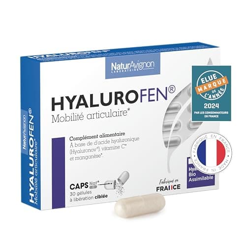 Laboratoire NaturAvignon Hyalurofen | Mobilité et flexibilité des articulations et tendons | Acide Hyaluronique | Gélules à libération ciblée | Fabriqué en France | 30 gélules (1mois)