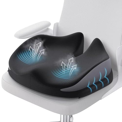 Benazcap Coccyx Coussin D'assise en Mousse à Mémoire de Forme, Soulagement des Douleurs au Coccyx, Sciatique et Maux de Dos, pour Chaises de Bureau, Fauteuils Roulants et Sièges de Voiture, Noir