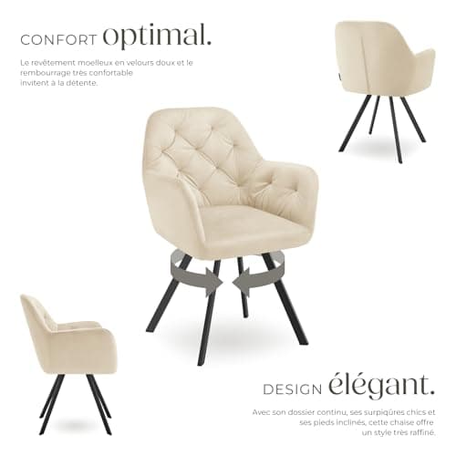 TecTake® Chaise pivotante de Salle à Manger Moderne Fauteuil Salon Chaise Ergonomique Rembourrée Confortable Chaise Design Meuble Salon pour Salle à Manger, Salon, Coiffeuse, Chambre, Cuisine