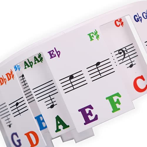 ANCLLO Étiquettes de Note de Clavier de Piano Amovibles Étiquette de Lettre de Notes de Musique de Touche de Piano sans Autocollants pour 61 Touches Pleine Taille Livré avec boîte