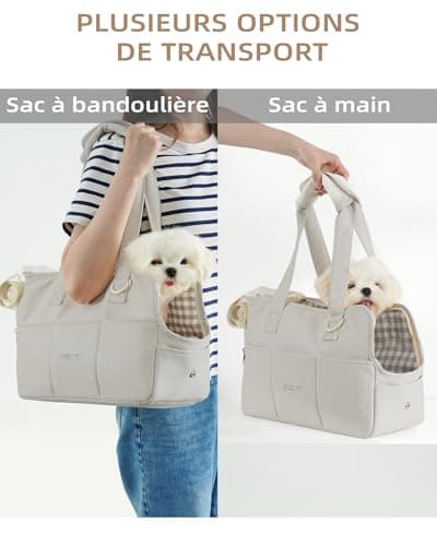 ONECUTE Sac de Transport pour Chat Chien Chiot Respirant et Pliable Sac de Voyage Sac à Bandoulière Sac à Main Chien pour Petit Animaux Capacité de Charge Jusqu'à 3 kg (Petit, Gris)