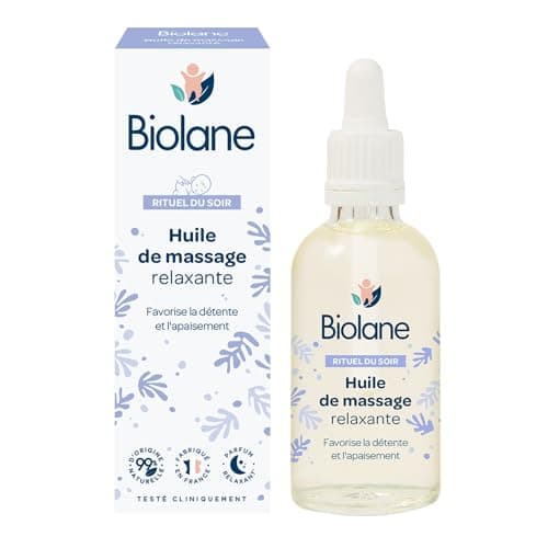 BIOLANE - Huile de massage - Bébé - Détente - Parfum relaxant et apaisant - 99% d'ingrèdients naturels - 50ml - Fabriqué en France, Blanc, 50.00 ml (Lot de 1)