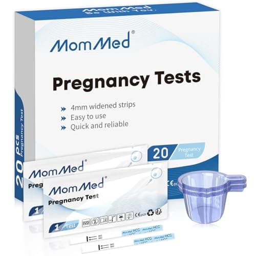 Test de Grossesse MomMed (HCG20), 20 Test de Grossesse avec 25 Gobelets d'Urine, Résultats Rapides et Précis de 25 mUI/ml, Tests de Grossesse Précoce à Domicile