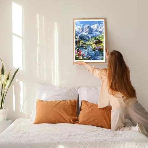 GDYEEH 5D Montagne Diamond Painting, DIY Rivière Broderie Diamant Painting Complet, Cabane Art du Diamant Peinture Strass Point de Croix Painting pour Adultes Débutants Murale Décor 30x40 cm