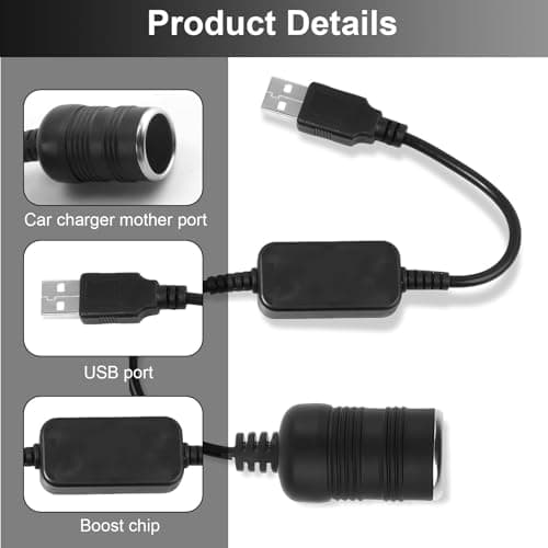2PCS 5 V USB A Mâle Vers 12 V Adaptateur de Prise Allume Cigare de Voiture, 12 et 27 Pouces Deux Longueurs USB Prises Allume Cigare, pour Enregistreur Conduite Chien Électronique Chargeur de Voiture