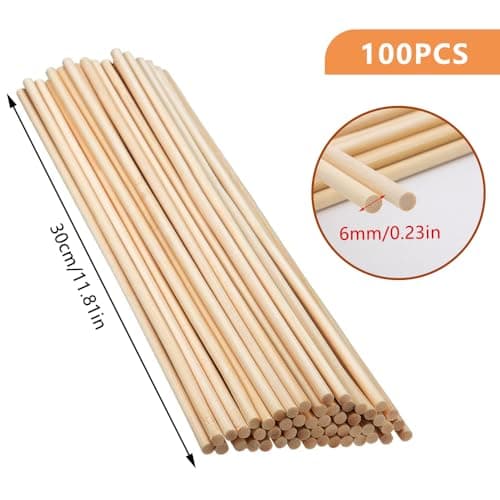100 Pièces Batonnet en Bois 30cm, Baguette Bois, Bâtons en Bois Ronds, Baton Bois, Bâtonnets de Bois, Bâtons de Bricolage, Bâton Bois Rond Naturel, Bâtonnets pour DIY Artisanat Modélisme Construction