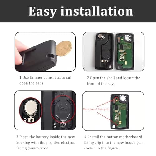 ZIGefofo 2 Boutons Coque Clé de Voiture Compatible avec Peugeot 207 SW CE0536 307 308 3008 5008 Partner et Citroen C3 C2 C4 C5 C6 Boîtier Cle de Télécommande Boitier Clef de Remplacement