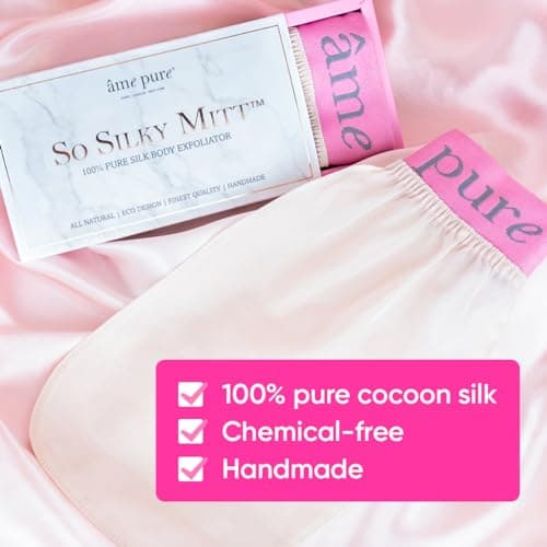 âme pure® So Silky MittTM Gant exfoliant en soie pure pour le corps - Gant pour peau lisse - Hammam