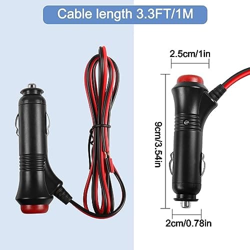 HATMINI 2PCS Prise d'alimentation allume-cigare 12V avec bouton de commutation intégré, câble mâle allume-cigare de voiture 22AWG avec fusible 5A pour produits à faible puissance inférieure à 36W-3,3F