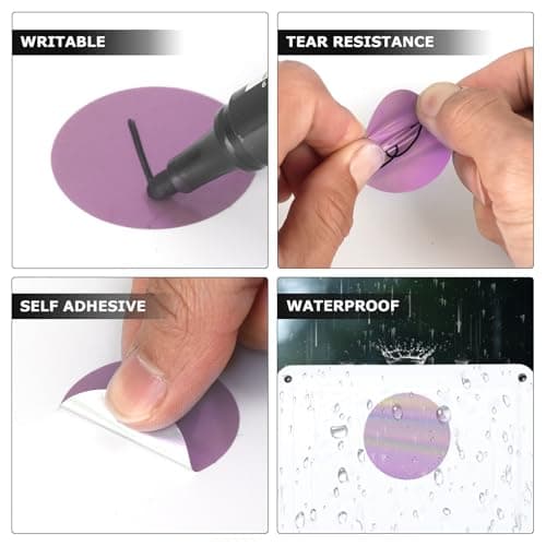 YIKIADA Holographiques Étiquettes Thermiques Rondes Adhésives 38 mm Violet Laser Autocollantes Imperméable Imprimable pour Bureau École QR Inventaire 200 Pièces par Rouleau