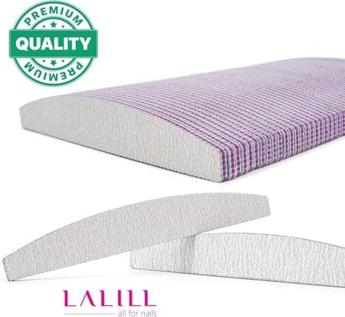 LALILL Lime à Ongles 50 Pcs. 100/180 Grain, Demi-Lune Zebra - Limes à ongles pour Gel - Modelage D'ongles Hybride, Acrylique, Polish Gel - Bilatéral, Jetable - Manucure, Buffer, Bloc, Professionnel