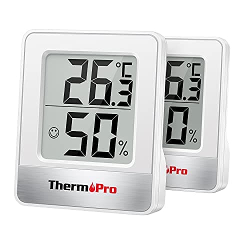 ThermoPro TP49-2 Petit Hygromètre Numérique Thermomètre Intérieur Thermomètre D'ambiance Moniteur de Température et Humidimètre pour Le Confort du Bureau à Domicile Thermomètre de Reptile, 2 Pièces