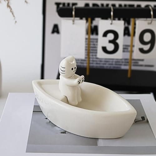 Chandelier de bureau en forme de chaton – Support créatif pour bougies en bateau | Stand de décor de chaton | Bougeoir chat mignon chauffant les jambes | Ornements créatifs de chandelier en forme de b