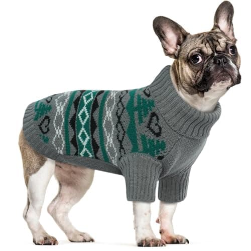 Pull-Overs pour Chien/Chat, Pull de Noël pour Chien Chat Vêtements d'hiver pour Animaux de Compagnie Roulé Tricot Chandails De Noël pour Chiens pour Temps Froid(Gris, XS)