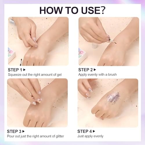 Miioto Glitter Fix Gel, 10ml Gel à Paillettes, Gel Paillettes Visage, Adhésif Cosmétique Paillettes avec Applicateur pour le Visage et le Corps, 2 Pièces