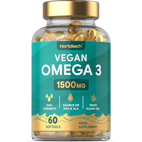 Omega 3 Vegan 1500 mg | Dérivé Huile d'Algues | Source de DHA et d'ALA | 60 Gélules Végétaliennes | de Horbaach