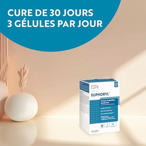 ISN - Euphoryl®- Complément alimentaire à base de Safran, Magnésium Marin et Vitamine B6 - Bon équilibre émotionnel - Vitalité - 90 gélules végétales - Cure 30 jours