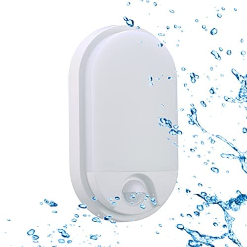 Sigmaled lighting, Plafonnier LED 10W avec DÉTECTEUR de mouvement pour extérieur, Étanche IP54, Blanc Chaud 3000K, 900 Lm, Applique OVALE, Éclairage mural