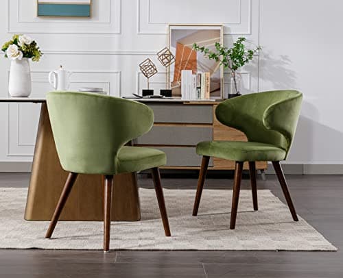 chairus Chaise Cuisine en Velours Lot de 4 Chaises de Salle à Manger Capitonné avec Pieds en Bois Modern Chaise de Chambre (Vert-4(Velours))