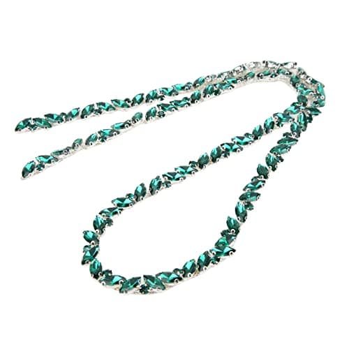 Chaîne en strass, chaîne en verre à franges en strass pour la fabrication de bijoux à bricoler soi-même, couture artisanale, breloques de chaussures, décoration de mariage(Vert)