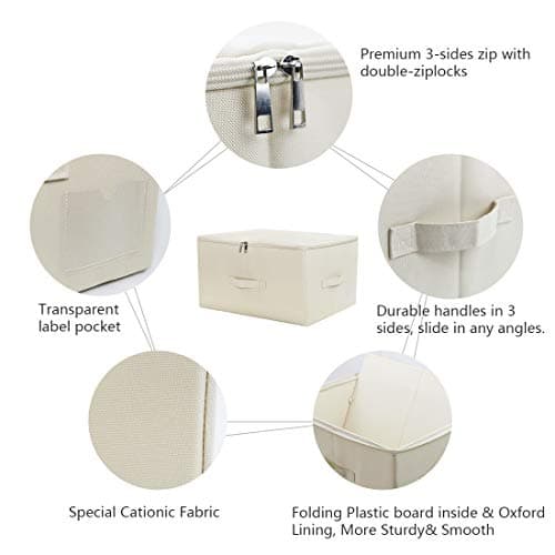 iwill CREATE PRO Contenants de Rangement Pliables en Toile Jumbo, Rangez Votre Placard, Boîte de Rangement Pratique avec Couvercle, Beige, Paquet 2