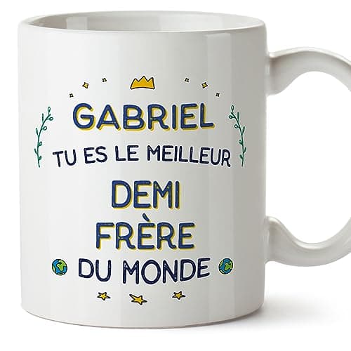 Mugffins Tasses Personnalisables pour DEMI-FRÈRE - En Français - Cadeau Personalisé- Meilleur du Monde - 11 oz / 330 ml