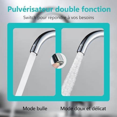 2 Pièces Mousseur Robinet FM22 en Laiton, Angle de Sortie D'eau Réglable Aérateur, Filtre de Nettoyage Amovible, Economiseur D'eau pour Robinet, 2Modes D'eau Pétillante, pour Salle de Bain et Cuisine