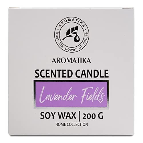 Bougie Parfumée Champs de Lavande - Bougie Huiles Essentielles - Bougie de Cire de Soja - Bougie Aromathérapie Luxe et Sensuelle - Temps de Combustion Jusqu'à 45 Heures - Bougie Parfumée