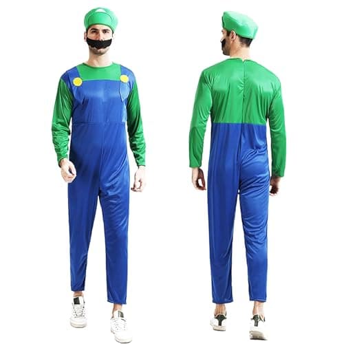 Costume enfants/adultes, costume avec body, casquette et barbe, costume de cosplay pour enfants adultes, carnaval Halloween Costume décoration pour enfants adultes Costumes de carnaval (Rouge, L)