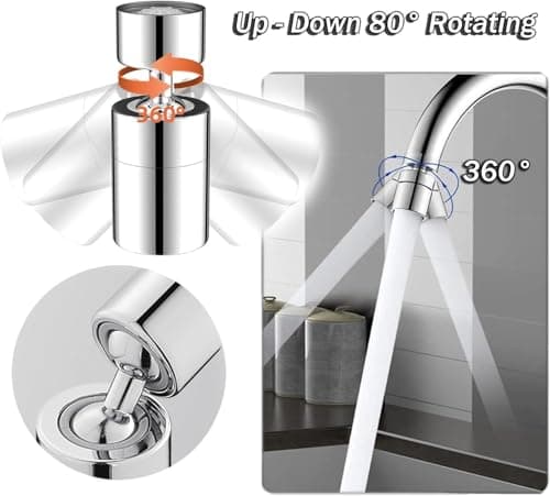 Aérateur de Robinet, 360° Pivotant Embout Robinet Cuisine, 2 Modes Mousseur Robinet Economie Eau, Pour Robinet Pour Éviers de Cuisine Salle de Bain lavabo