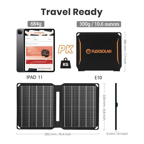 FlexSolar Chargeurs solaires portables 10 W 5 V USB petite puissance ETFE panneaux pliables IP67 étanche Camping Randonnée Randonnée pour téléphones, ventilateurs, lampes de poche, montres, petites