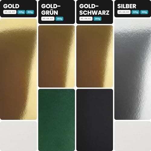 Netuno 10x carton miroir or A4 210x297 mm 300g Mirror Gold carton effet miroir papier miroir métallique papier de bricolage effet miroir pour billets d'entrée cartes de visite calendriers DIY
