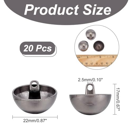 UNICRAFTALE 20 pièces Boutons à Tige en Alliage à 1 trous Boutons à Tige Demi-Ronde Boutons à Tige en Dôme Noir Boutons de Couture Métal pour Hommes Femmes Boutons de Vêtements pour Bricolage
