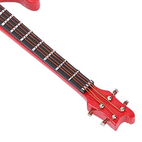 10CM Réplique de Guitare Miniature, Miniature Guitare Ornement en Bois, Mini Instrument de Musique Décor Maison de Poupée Modèle Décoration de la Maison(rouge)