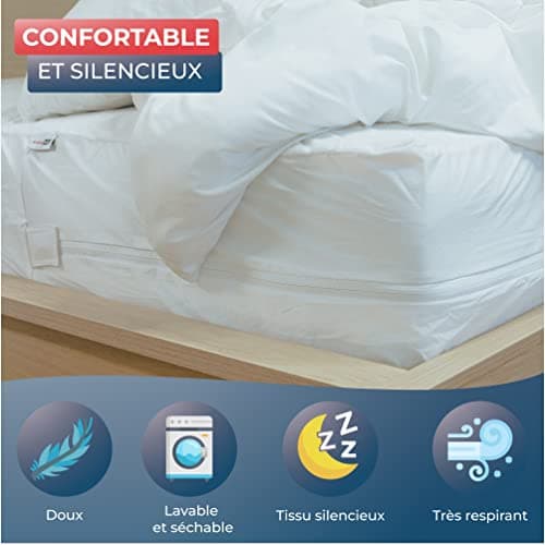 WRAPPYBAG Housse de Matelas Imperméable – Housse Intégrale Anti-Punaise de Lit & Acarien – Alèse Protège Matelas sans Traitement Chimique – Surface Coton Doux & Confortable – 14 Tailles Disponibles