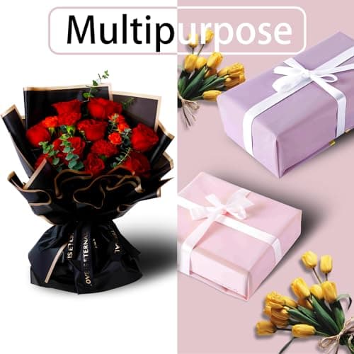Papier Cadeau Fleur Papier Fleur Bouquet Papier Fleuriste Coloré Papier d'emballage pour Bouquet de Fleur Papier Emballage Bouquet de Fleur Papier Emballage Fleuriste,Papier imperméable Bouquets Noir