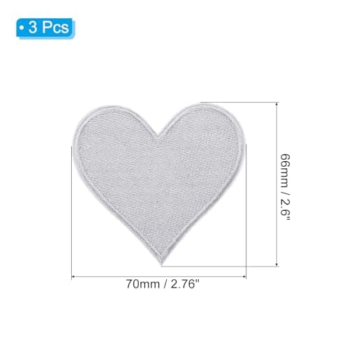 PATIKIL Thermocollant Correctifs, 3 Paquet Coeur Forme Coudre Brodé Correctifs Amour Appliques Embellissements pour Vêtements Vestes Chapeau Sac Dos Réparation Décorations, Blanc