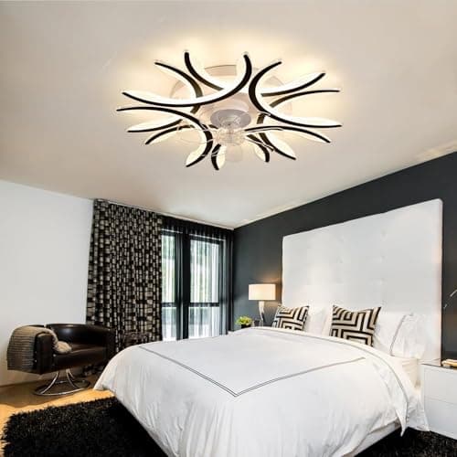 Lampe De Plafonnier Ventilateur De Plafond Led 75cm APP Ventilateur Plafond Avec Lumiere Et Telecommande LED Réversible Dimmable 6 Vitesses Avec Fonction Mémoire De Lustre Ventilateur-White