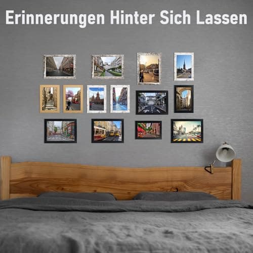 kollyseek set de 20 cadres photo 13 x 18 cm en MDF, cadre photo noir cadre portrait en verre plexi, salon pour poser et suspendre - support mural ou de table