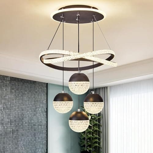 VTAMng Lustre de table à manger LED doré moderne suspension à intensité variable adapté à l'îlot de cuisine salle à manger salon plafonnier moderne à hauteur réglable luminaire de décoration d'intérie