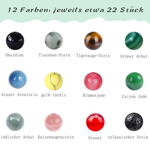BLAESIFF 8mm Perles Pierre Naturelle pour Bracelet, 12 Couleurs Perles pour Bracelet pierre naturelle, Perles Bijoux Kit pour Bracelet, Boucles d'oreilles, collier(381pcs)