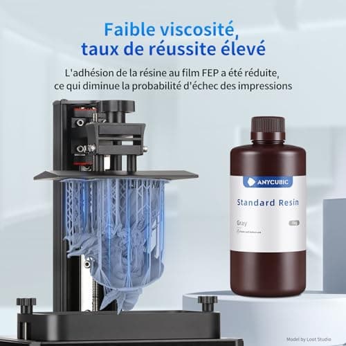 [1000g Résine] ANYCUBIC Résine Imprimante 3D Standard UV 405nm, Durcissement Rapide, avec une Grande Précision et une Excellente Fluidité, Résine Photopolymère pour l'Impression 3D LCD/DLP/SLA (Gris)