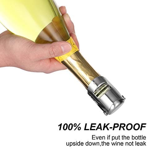 OWO Lot de 2 bouchons à champagne avec acier inoxydable - Pour champagne, cava, prosecco et vin mousseux - Bouchon compact pour bouteille de champagne