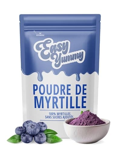 Easy Yummy Poudre de Myrtille (100g), Poudre de Myrtille 100% sauvage, sans sucre ajouté