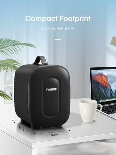 Mini Frigo de Chambre 5L, USB/AC/DC Brancher, Pour Voiture 12V 240V pour Camping, Petit Skincare Réfrigérateur Comestique Silencieux, Glacière Portable de Beauté, Garder Froid, 6 Canettes, Noir
