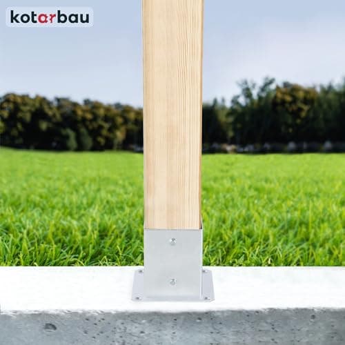KOTARBAU® Support Poteau a Visser 50 x 50 mm Carré Manchon de Sol Support de Poteau Ancre de Poteau en Acier Galvanisé à Chaud Argent Support Poteau Bois Fixation Poteau Bois