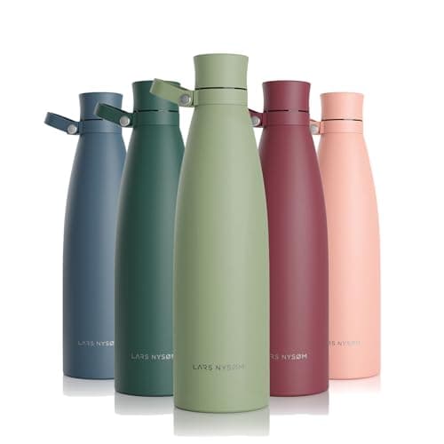 LARS NYSØM Gourde INOX 1000ml | 1L Bouteille d’eau isolée | Gourde étanche pour Le Sport, la Bicyclette, Les Enfants (Sage Green, 1000ml)