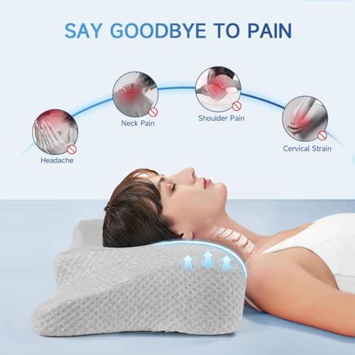 jiaao Oreiller Ergonomique Cervical, Oreiller Memoire Forme pour Les Dormeurs sur Le côté, Le Dos et Le Ventre, Coussin Orthopédique Oreiller Cervicales pour Le Soulagement des Douleurs, 65x37x12 cm