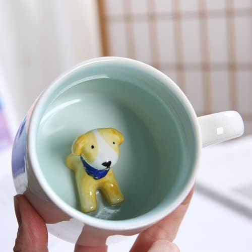 Arawat Mug Cane Tazza Da Caffè Carina Tazza Da Tè In Ceramica 350 Ml Grande Tazza Da Caffè 3d Tazza Divertente Tazza Da Caffè Espresso Tazza Da Caffè Cappuccino Tazza Regalo Carino (Cane)