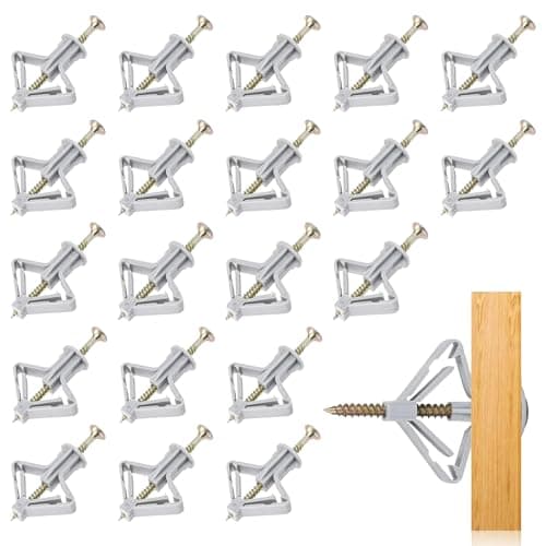 TREABEAR 200Pcs Cheville Placo Charge Lourde Forme de Papillon, Chevilles Placo, Vis Placo, Cheville Parpaing Creux, Cheville Expansion, Chevilles Papillon en Plastique pour Cloisons Sèches